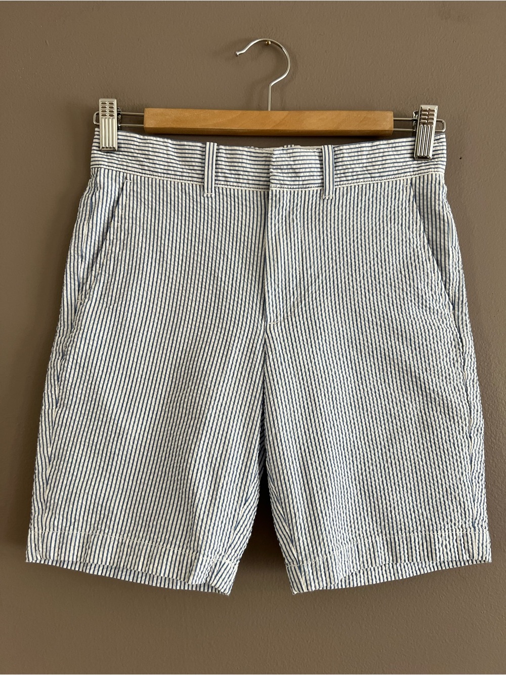 Crew Cuts Boys' Stretch Seersucker Shorts Blue Sz 10 Preppy Classic Old Money